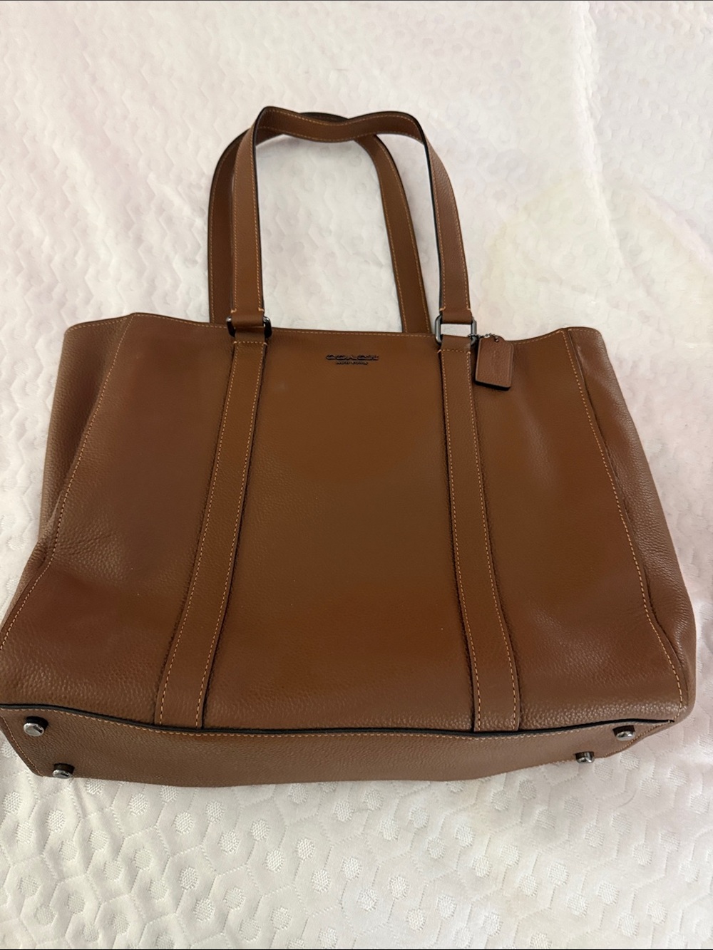 Coach Brown Leather Briefcase Tote with Dual Top Handles